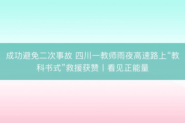 成功避免二次事故 四川一教师雨夜高速路上“教科书式”救援获赞丨看见正能量