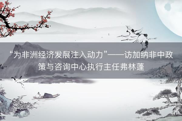 “为非洲经济发展注入动力”——访加纳非中政策与咨询中心执行主任弗林蓬