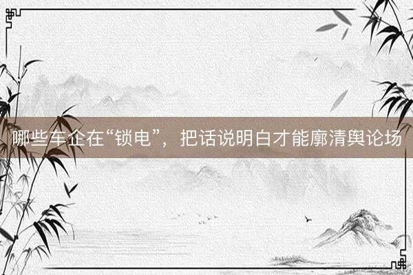 哪些车企在“锁电”，把话说明白才能廓清舆论场
