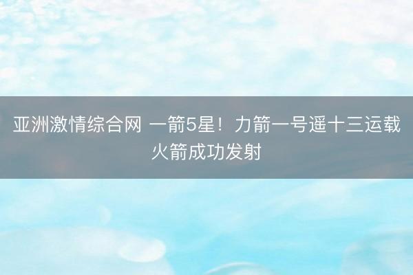 亚洲激情综合网 一箭5星！力箭一号遥十三运载火箭成功发射