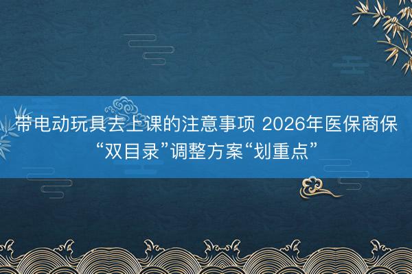 带电动玩具去上课的注意事项 2026年医保商保“双目录”调整方案“划重点”