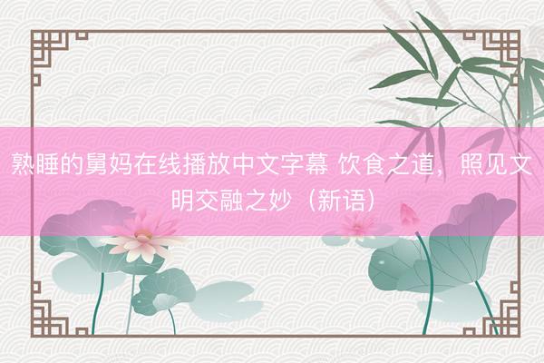 熟睡的舅妈在线播放中文字幕 饮食之道，照见文明交融之妙（新语）