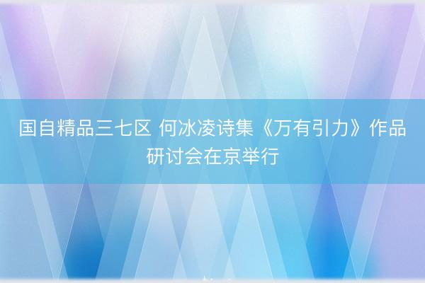 国自精品三七区 何冰凌诗集《万有引力》作品研讨会在京举行