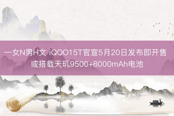 一女N男H文 iQOO15T官宣5月20日发布即开售 或搭载天玑9500+8000mAh电池