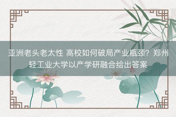 亚洲老头老太性 高校如何破局产业瓶颈？郑州轻工业大学以产学研融合给出答案