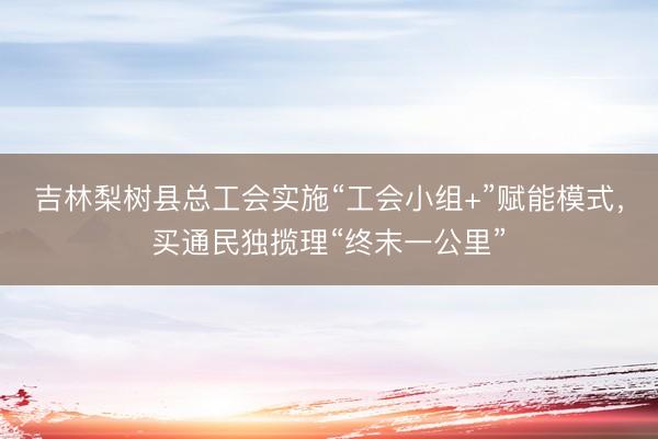 吉林梨树县总工会实施“工会小组+”赋能模式，买通民独揽理“终末一公里”