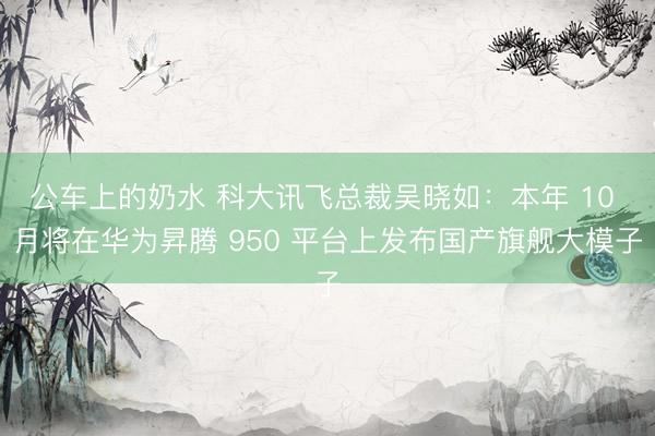 公车上的奶水 科大讯飞总裁吴晓如：本年 10 月将在华为昇腾 950 平台上发布国产旗舰大模子