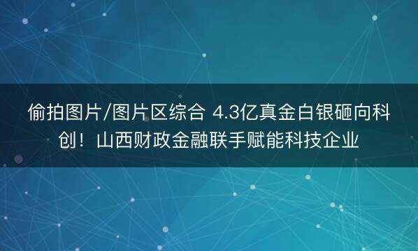 偷拍图片/图片区综合 4.3亿真金白银砸向科创！山西财政金融联手赋能科技企业
