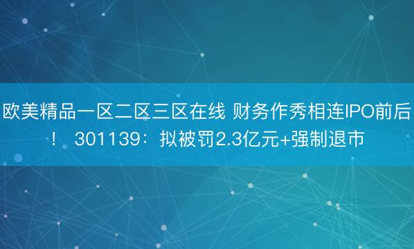 欧美精品一区二区三区在线 财务作秀相连IPO前后！ 301139：拟被罚2.3亿元+强制退市