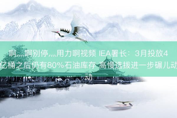啊灬啊别停灬用力啊视频 IEA署长：3月投放4亿桶之后仍有80%石油库存 高慢选拔进一步碾儿动