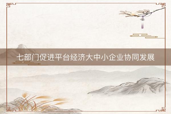 七部门促进平台经济大中小企业协同发展