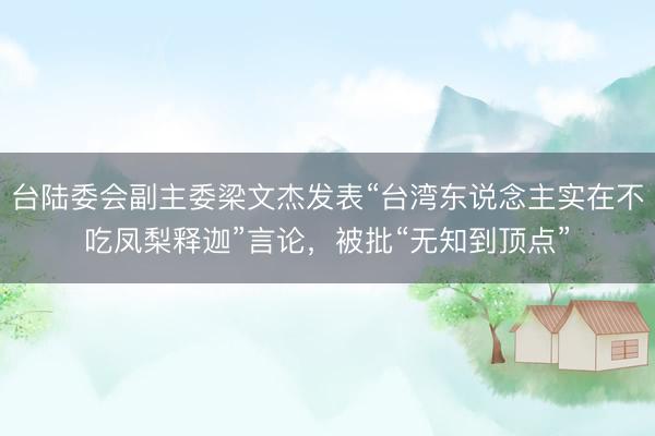 台陆委会副主委梁文杰发表“台湾东说念主实在不吃凤梨释迦”言论，被批“无知到顶点”